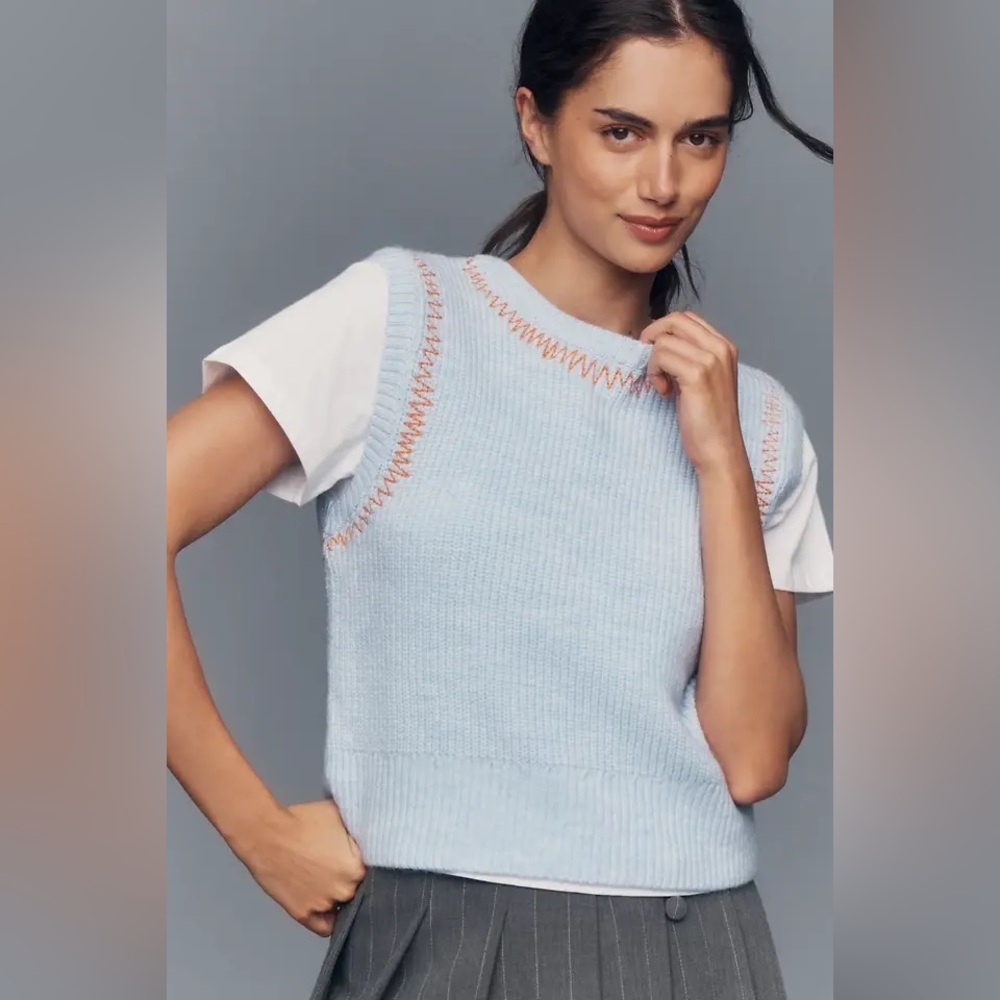 NWT! Anthropologie Pilcro Twofer Zig-Zag
Sweater Vest - XS 🪇